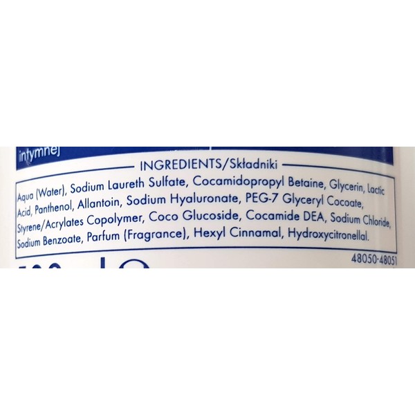ZIAJA MOISTURISING CREAM BODY WASH FOR INTIMATE Area with Hyaluronic