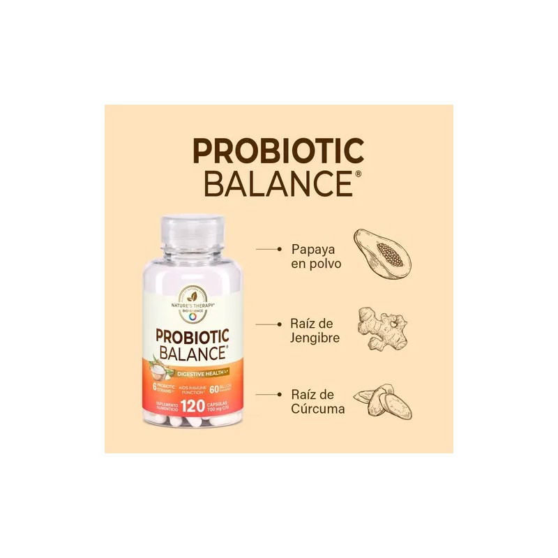 Nature's Therapy Enzimas Digestivas, Probioticos,Flora Intestinal Sana 80 Mill, Sin