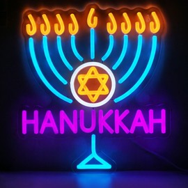 Hanukkah Neon Sign Decorations for Home, Happy Hanukkah Star of David Light jewish Decorations Decor for Home