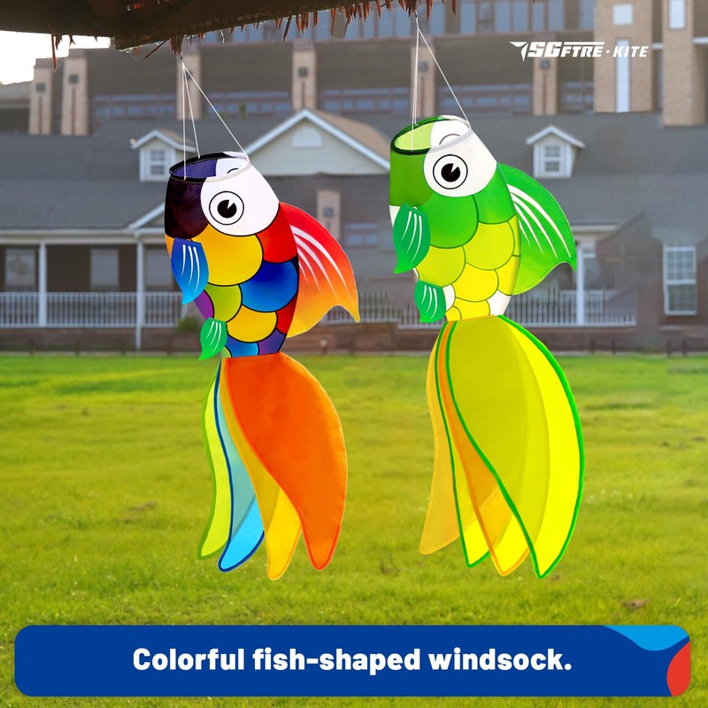 SGftre 40 Inch Heavy Duty Fish Windsock Set,Durable Wind Sock