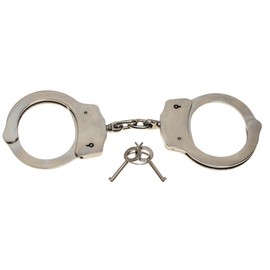 MFH Handschellen Deluxe aus Stahl, vernickelt Double-Lock 2 Schlüssel Securityhandschellen Polizei SWAT Fasching Silber