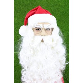 LeMarnia Santa Claus Wig and Beard Set Long White Old Man Wig Wizard Wig Costume Accessories Santa Set for Men