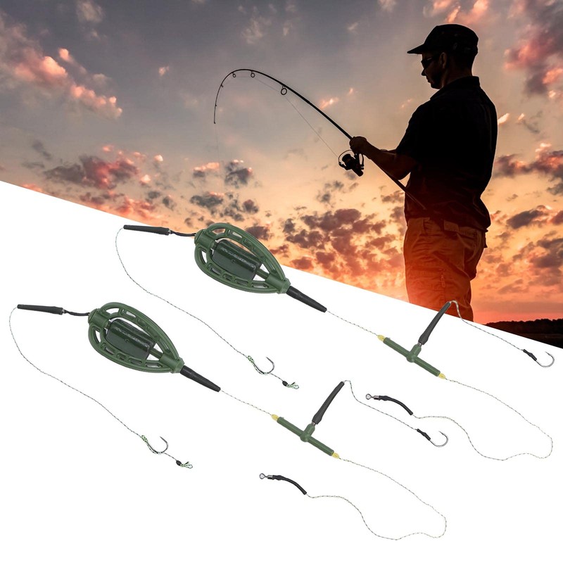 Lwuey Fishing Baits Hooks, Carp Cage Fish Feeder Tackle Accessory