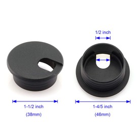 HJ Garden 8pcs 1-1/2 inch Desk Wire Cord Cable Grommets Hole Cover for Office PC Desk Cable Cord Organizer Plastic Cover Black