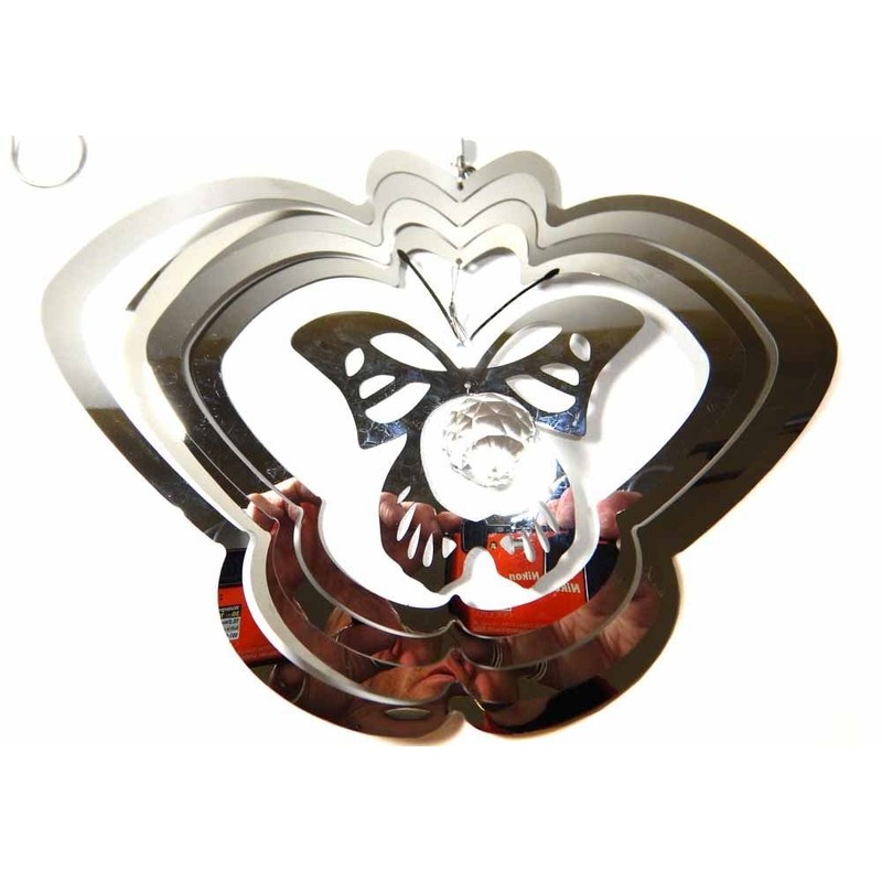 Hanging Stainless Steel Garden Wind Spinner Sun Catcher Crystal -