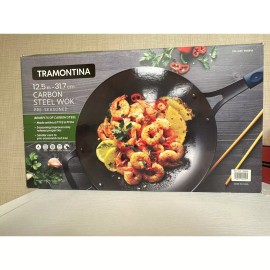Tramontina 12.5” Carbon Steel Pre-Seasoned Wok 12.5 in 31.7 cm