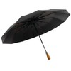 Men's Umbrella With Wooden Handle Black Automatic Open Strong Windproof