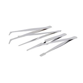 Tweezers pointed and Long Flat Suitable for many applications such as Model Making Set of 4