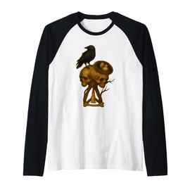 Skull Hex Crow | Gothic Horror Style Raglan Baseball Tee