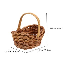 Ciieeo Pcs Hand Woven Rattan Flower Baskets Cane Handles Miniature Decorative Baskets for Flower Arrangement Home Garden Decor