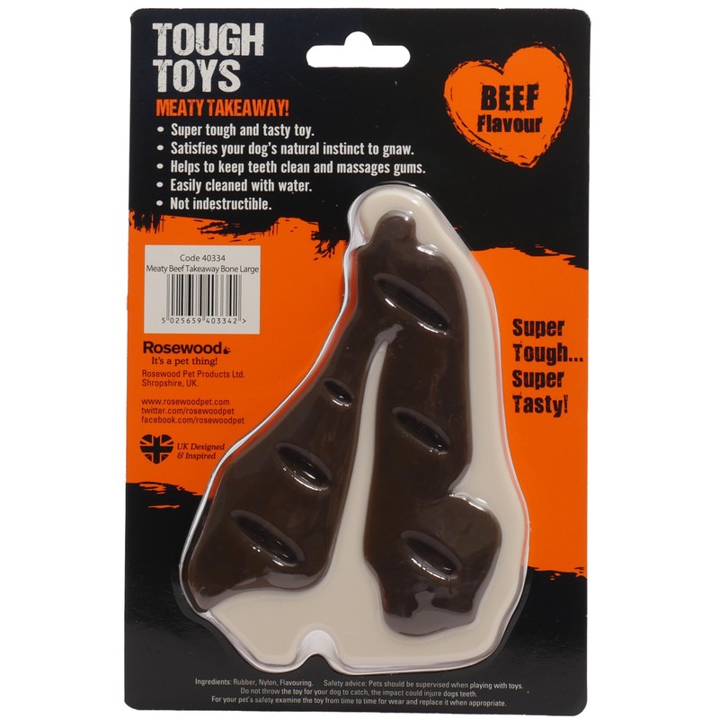Rosewood Meaty Beef Steak Takeaway Tough Dog Toy, Large