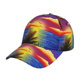 Hawaii Tropical Palm Tree Baseball Caps Summer Beach Sun Hats Outdoor Adjustable Hawai Baseball Dad Hat for Women Men
