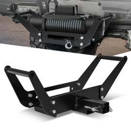 Cradle Winch Mounting Plate Foldable Hitch Mount Compatible with Trailer Vehicles with 2" Class IV Tow Hitch Receiver, Up to 12,000 lbs Capacity, Hitch Pin Included, Powdercoated Black Steel