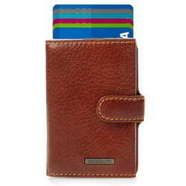 VISCONTI® Slim Wallet with Coin Compartment and RFID Protection, Card Holder up to 6 Cards, Credit Card Holder, Small Mini Wallet Made of Genuine Leather, Mini Wallet for Men, Wallet - Oil Tan, Oil