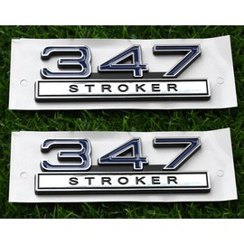 2pcs 347 Liter 5.7 Stroker Engine Emblems Badge 3D Decals Stickers Cars Trucks (Chrome Blue)
