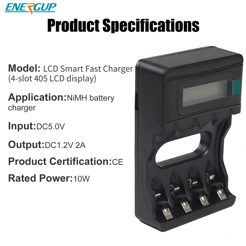 Portable Universal Battery Charger with LCD Display | Compact &