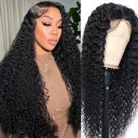 Wig for Women, Jerry Curly Wave Lace Front Wigs, Human Hair, 150% Density, Real Hair Wig, 13 x 4 HD Lace Frontal Wigs, Human Hair for Women, Natural Colour, 56 cm/56 cm/