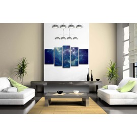5 Panel Wall Art Blue Colorful Space Nebula Abstract Colorful Universe Background Painting Pictures Print On Canvas Abstract The Picture for Home Modern Decoration Piece