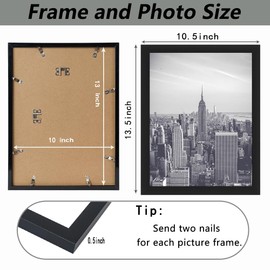 RUN HELIX 10x13 Picture Frame Black for Wall Hanging, Wall Mounting Horizontally or Vertically, 10 x 13 Wall Gallery Poster Photo Frame with Durable Shatter Resistant Plexiglass, 1 Pack, Black