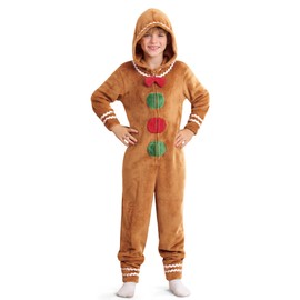 IIMMER Christmas Big Kids Ugly Gingerbread Man Costume Knit Onesie Holiday Xmas Outfit Canel 14 Years