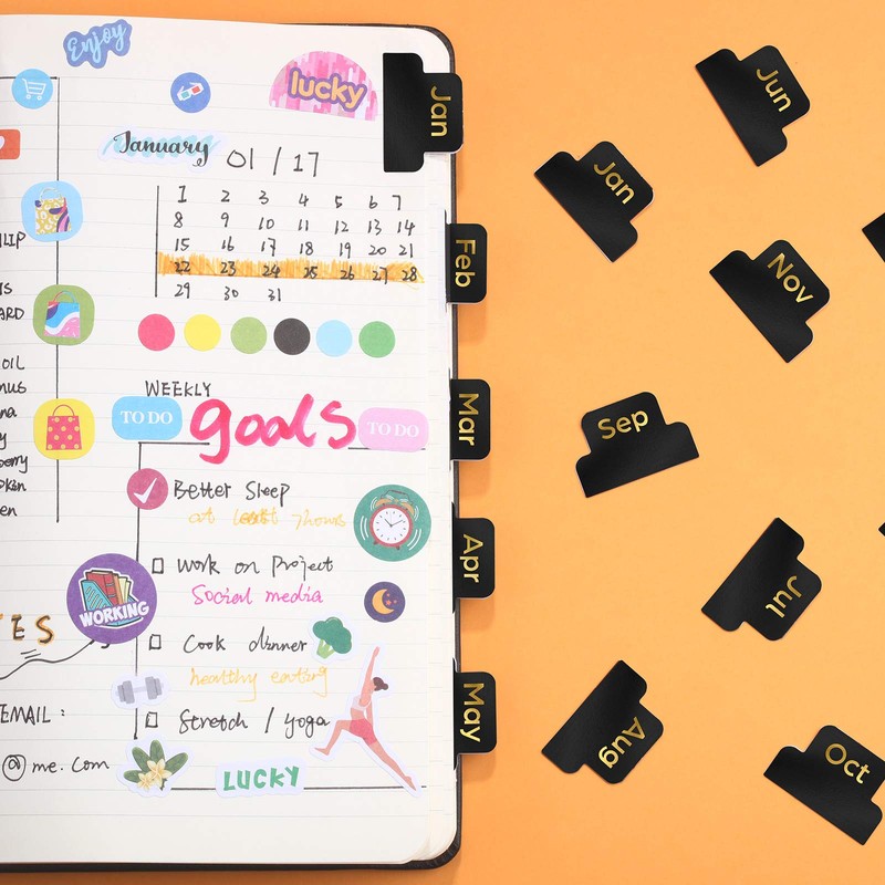 24 Pieces Adhesive Tabs Designer Accessories Monthly Tabs Planner Stickers
