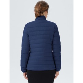 Orolay Women's Lightweight Packable Down Jacket Quilted Puffer Coat Outdoor Full-Zip Puffy Outwear with Stand Collar (Navy Small)
