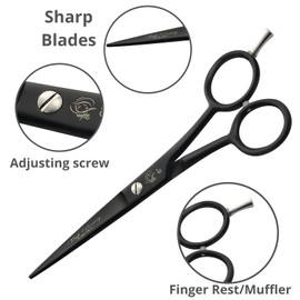 Glamified Glam 6'' Hairdressing Barber Hair Scissor for Professional Hairdressers Barbers Stainless Steel Hair Cutting Shears - for Salon Barbers, Men, Women, Children and Adults