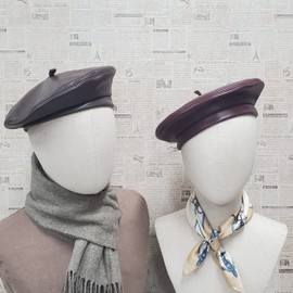 Emstate Winner Caps Unisex Cowhide Leather Beret Made in USA (Pink)