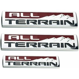 3pcs All Terrain Emblems 3D Badge Door Tailgate Replacement for 2014-2018 GMC Sierra (Chrome Red)