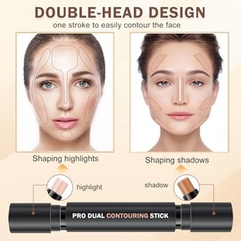 Kit de contorno de maquillaje en barra de contorno de 6 colores - Set A | Double-ended Design,Bronzer,Highlighter and Blush Stick,Lightweight,Long-las