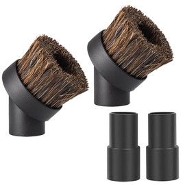 Vacuum Brush Attachment For Shark Vacuum Attachments- Round Horsehair Dust Brush Vacuum Attachments -To Converts 1-1/4" to 1-3/8" Vacuum Hoses -Universal Effortless Household Cleaning Tool (4-Pack)