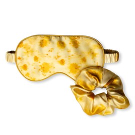 Silk & Willow 100% Pure Mulberry Silk Sleep Eye Mask & Hair Scrunchie Gift Set (Marigold Yellow)