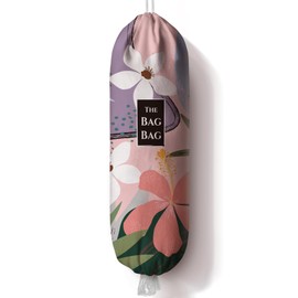 Moanlor Art Grocery Bag Holder Abstract Flower Canvas Plastic Shopping Bag Organizer Storage 23"x9"