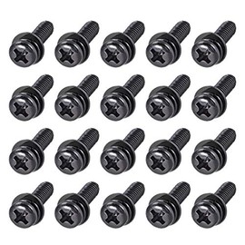 sourcing map M5 x 16mm Carbon Steel Phillips Pan Head Machine Screws Bolts Combine with Spring Washer and Plain Washers 20pcs