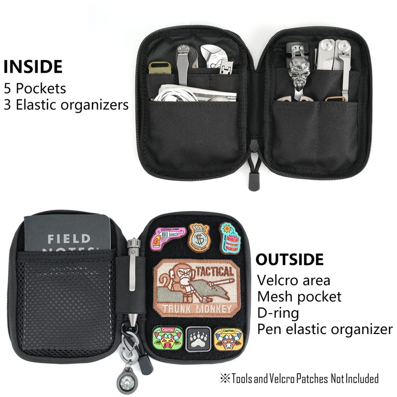 SP2 EDC Pouch, Pocket Organizer with Velcro, Nylon EDC Pocket