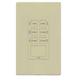 TG Countdown Timer Switch for Bathroom Fans and Household Lights, 1-5-10-15-20-30 Min Settings with Manual Override, Always On Blue LED, Neutral Wire Required, UL Listed, Screwless Wall Plate, Ivory