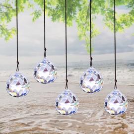 Seasboes Pack of 5 Sun Catcher Crystal, Sun Catcher Window Decoration, Prism Crystal Decorative Pendant, Crystal Rainbow Suncatcher, Window Decoration, Glass Prism for Home, Office, Garden Decoration