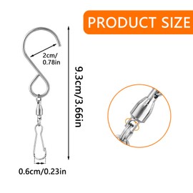 8Pcs Wind Proof Wind Spinner S Hook Clips Metal Durable Rotating Hook Clip Rotatable 360° Rotating Swivel Hooks for Hanging Wind Chimes