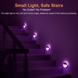 YUNLEX 2 Pack Purple Battery Night Light, Motion Activated Night Light, 2.6" Small Sticky Lights, 3 Light Modes, Dimmable Calming Glow for Meditation, Relaxation, Bathroom, Bedroom, Travel, Violet