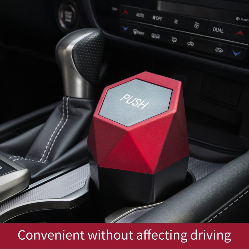 JUSTTOP Car Trash Can with Lid, Mini Diamond Design Portable
