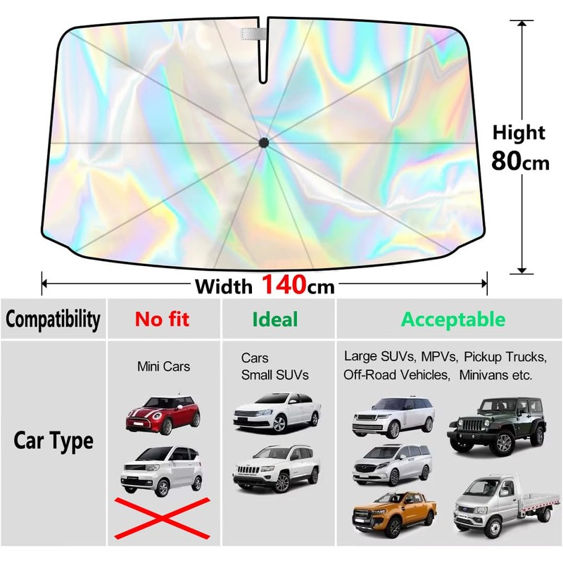 BIGP Sun Protection Car Windscreen 140 x 80 cm, Parasol
