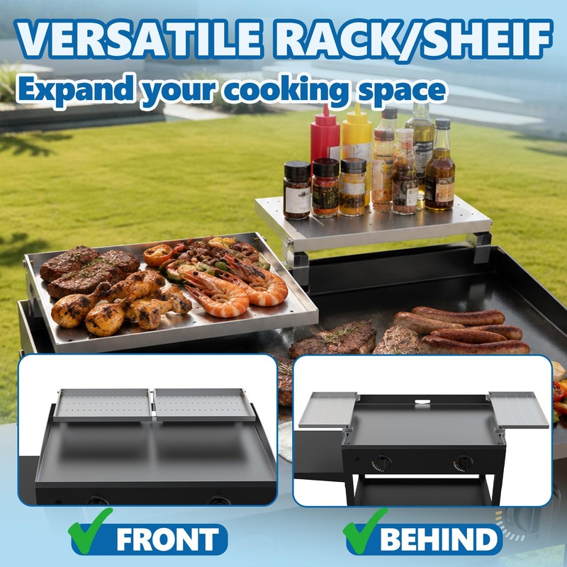 Reversible Griddle Warming Rack/Shelf for Blackstone 28" Griddle, 2-Pack SS