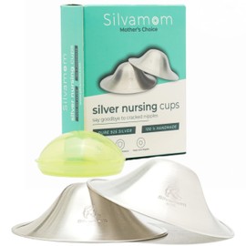 Silvamom Silver Nursing Cups - Reusable 925 Silver Nursing Covers for Sore Nipples, Postpartum Mom Breastfeeding Essentials, Soothes & Protects - Regular