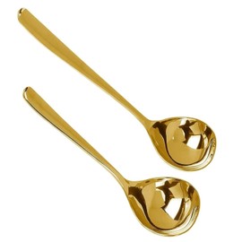 KOMUNJ Set of 2 Salad Servers, Soup Ladle, Sauce Spoon, Stainless Steel, Spoon Ladle, Sauce Spoon for Hotel, Home, Restaurant, Kitchen Tea (Gold)
