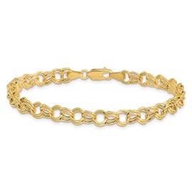IceCarats 10K Solid Yellow Gold Double Link Chain Charm Bracelet 7 inch