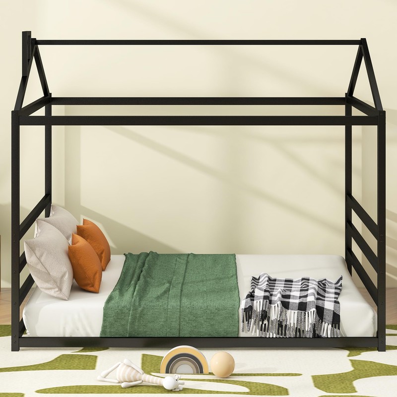 Harper & Bright Designs Metal House Shape Platform Bed Frame