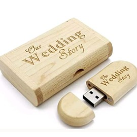 Wooden USB flash Maple wood+Packing box 16GB memory(Our Wedding story) (16GB)