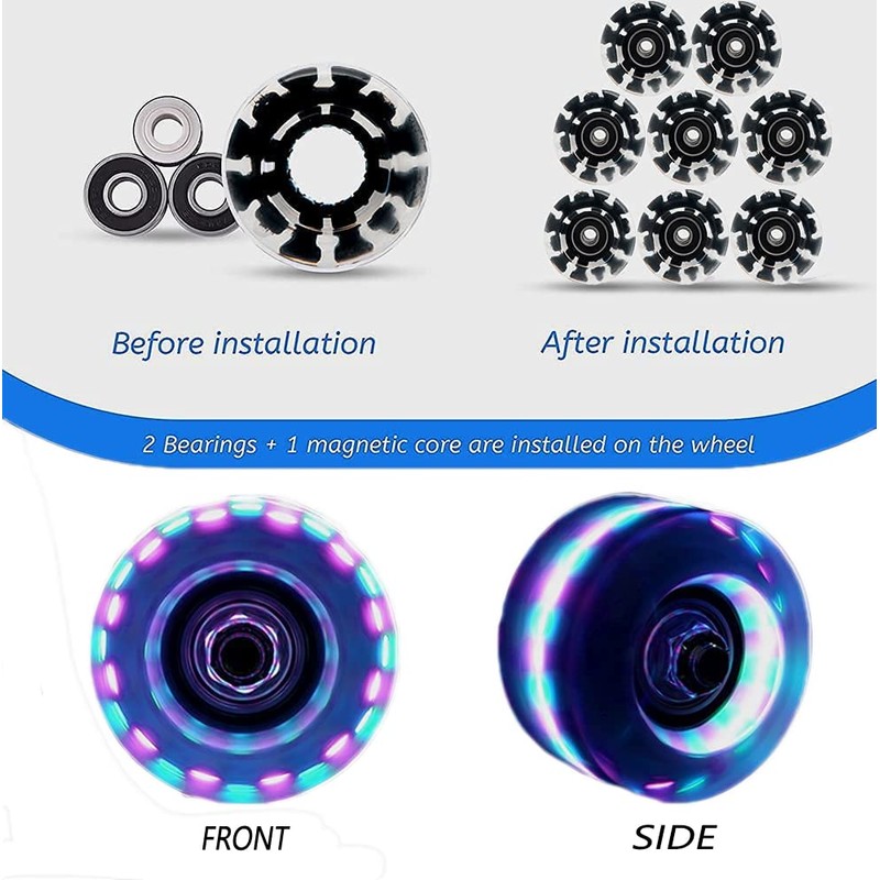 Nezylaf Light Up Roller Skate Wheels 8 Pack, 78A Hardness
