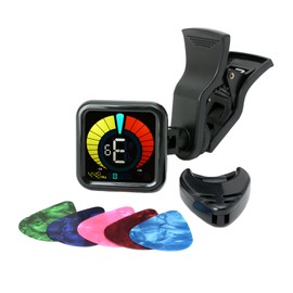 RockJam RJWETUNE Wetune Clipon Tuner for all Instruments with Guitar Bass Violin Ukulele and chromatic Tuning modes,Black