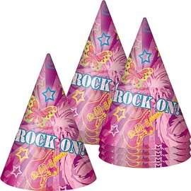 Unique Rock On Party - Sombreros de cono | Talla única | 8 unidades, multicolor